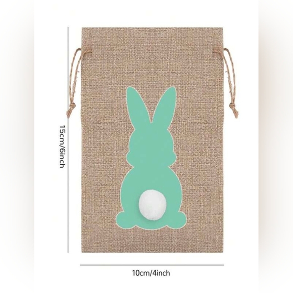 Bunny Burlap Bags- Set Of 6 - Picture 3 of 3